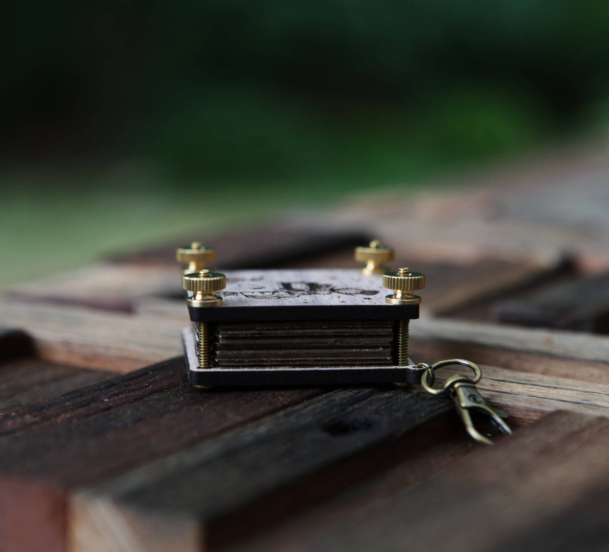 Engraved Walnut Wood Flower Press Kit with Brass Bolts