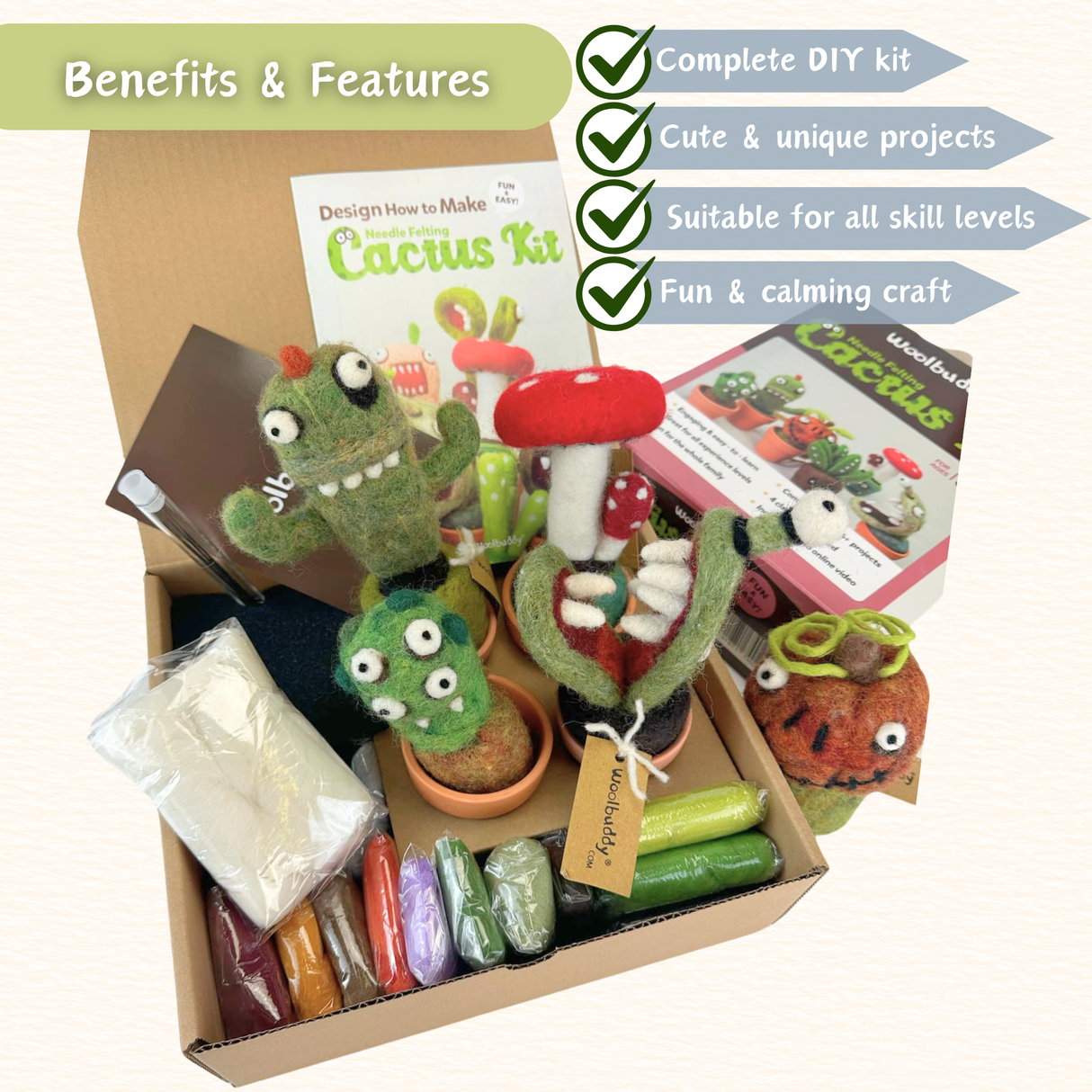 DIY Needle Felting Kit for Beginners – Make Your Own Cactus