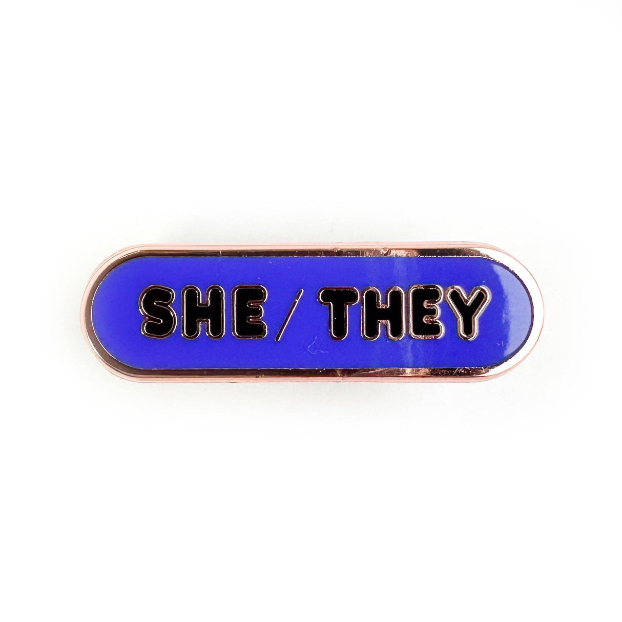 She/They Pronoun Plaque Enamel Pin
