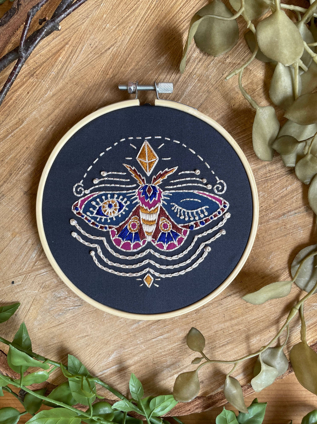 Winking Moth Embroidery Kit