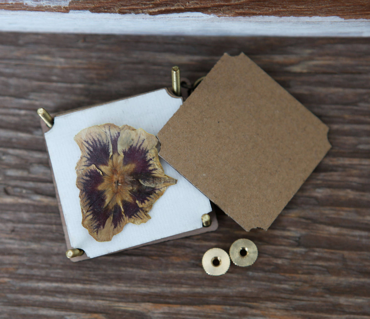 Engraved Walnut Wood Flower Press Kit with Brass Bolts