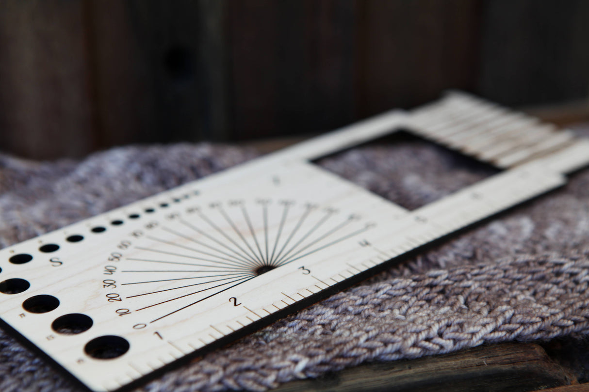 Magic 2" Gauge Swatch Ruler, Needle, Twist Angle, Yarn Gauge