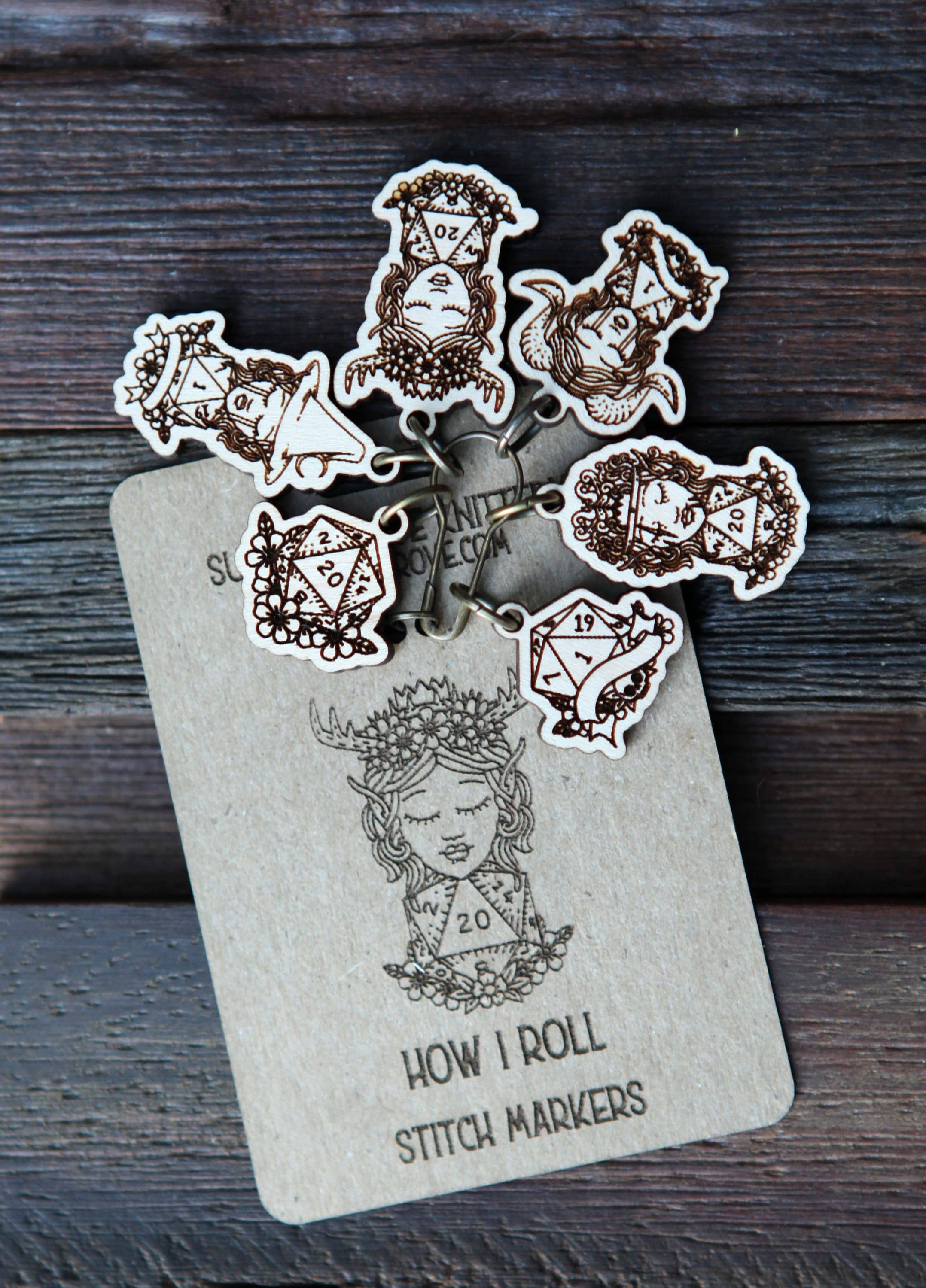 D20 Dice Stitch Markers of DND Classes