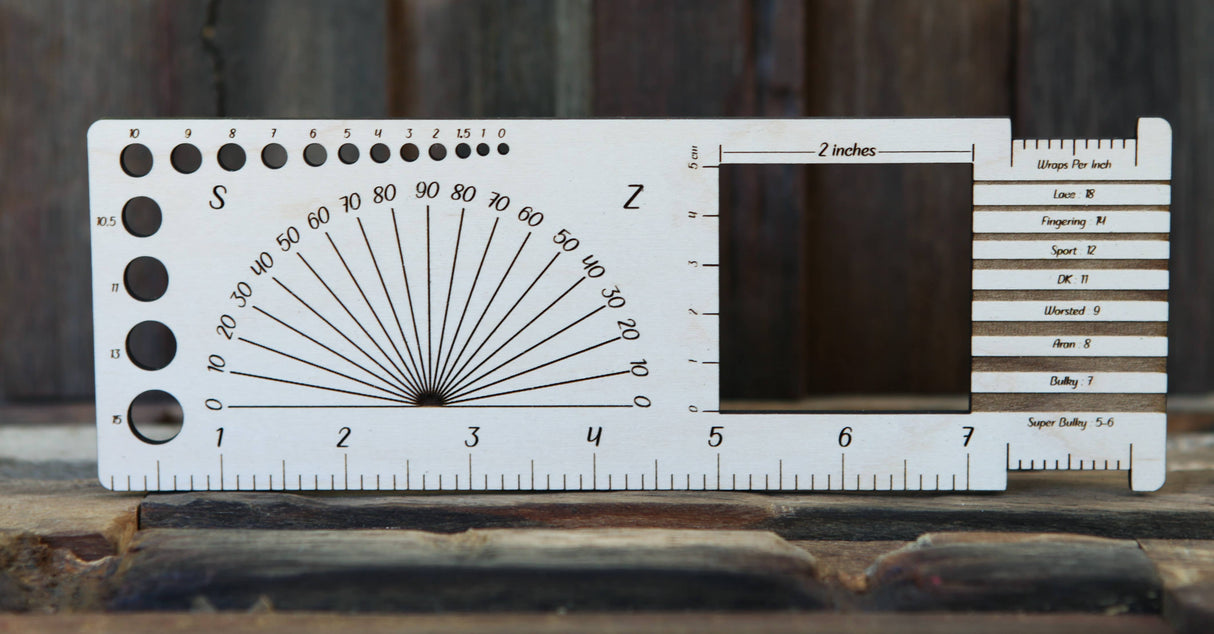 Magic 2" Gauge Swatch Ruler, Needle, Twist Angle, Yarn Gauge