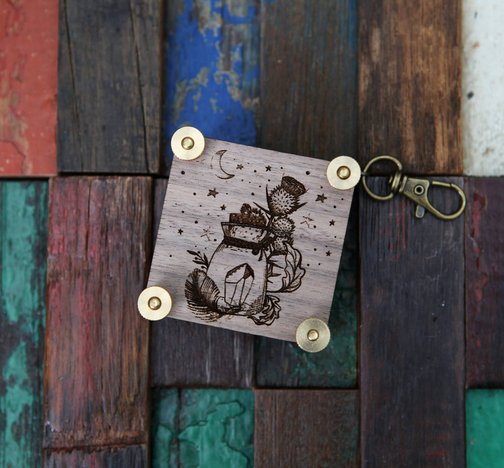 Engraved Walnut Wood Flower Press Kit with Brass Bolts