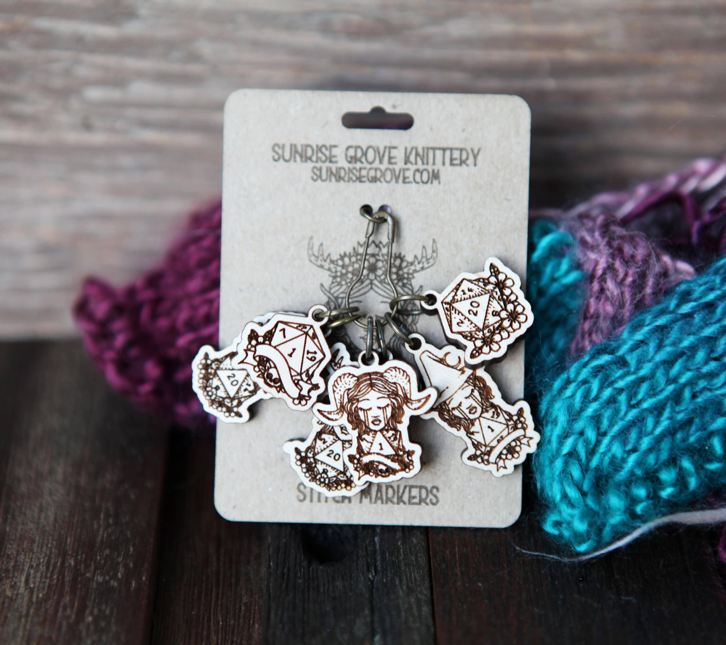 D20 Dice Stitch Markers of DND Classes