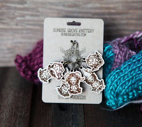 D20 Dice Stitch Markers of DND Classes