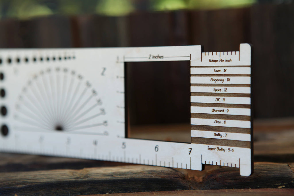 Magic 2" Gauge Swatch Ruler, Needle, Twist Angle, Yarn Gauge