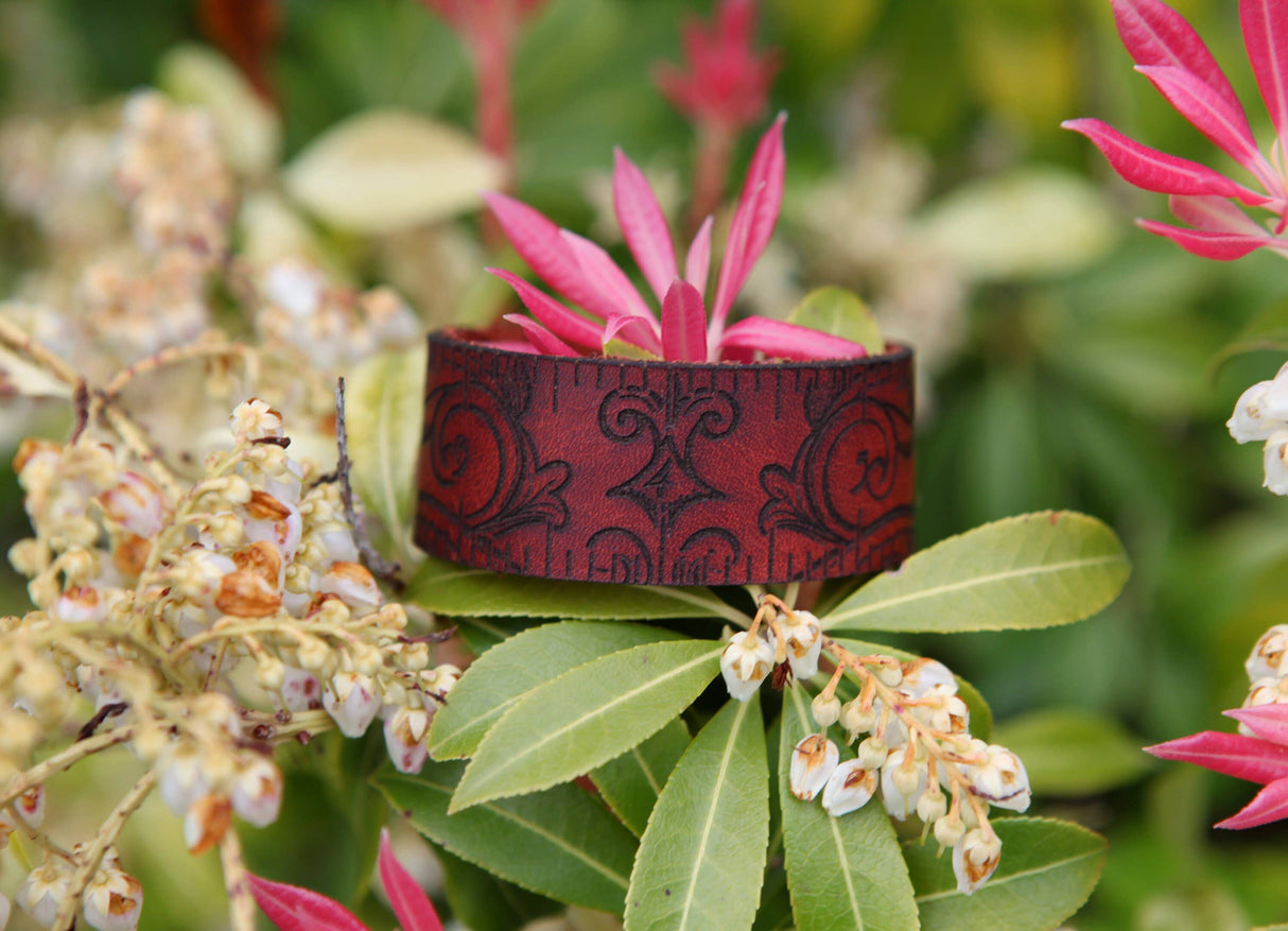 Leather Ruler Cuff with Bronze Stud