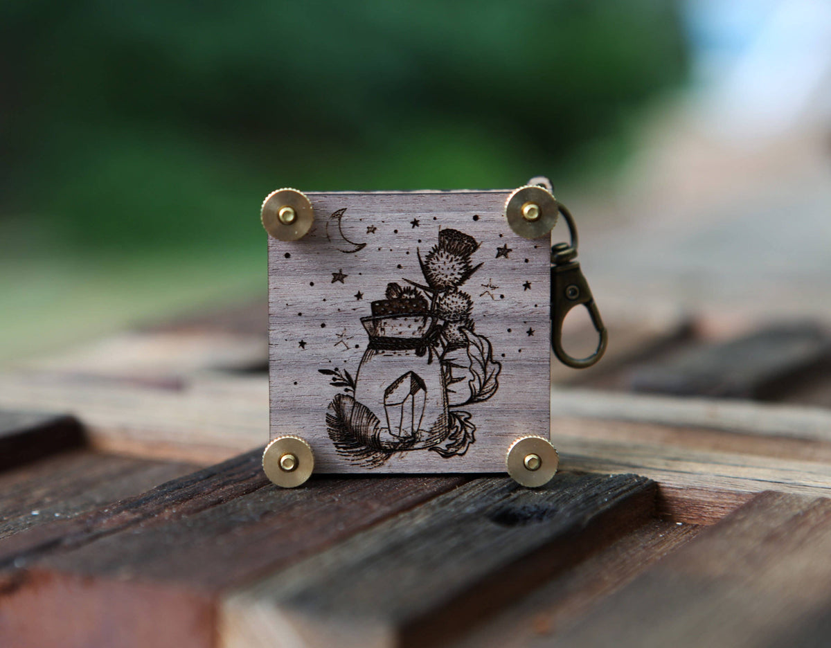 Engraved Walnut Wood Flower Press Kit with Brass Bolts