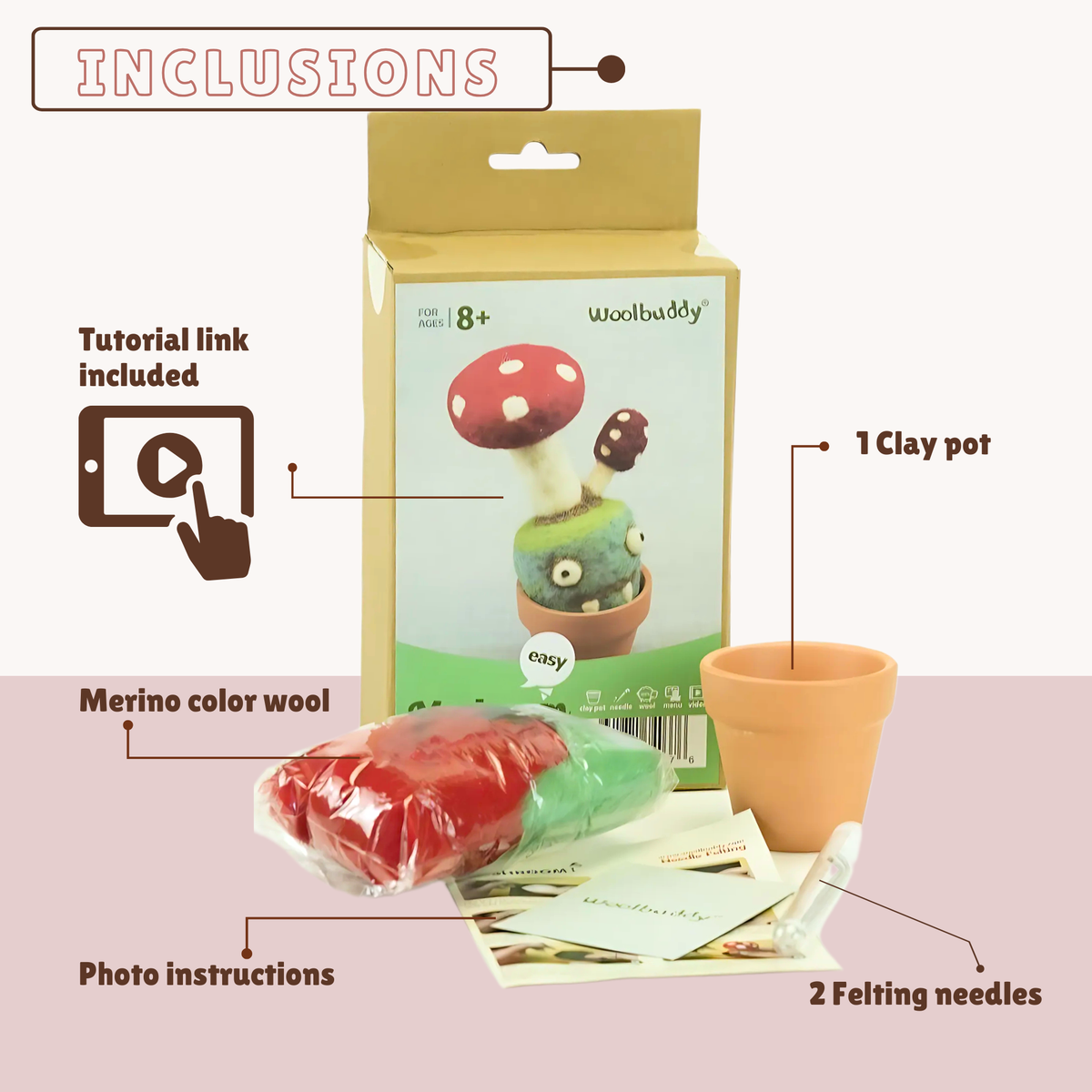 Needle Felting Monster Kit – Mushroom Monster