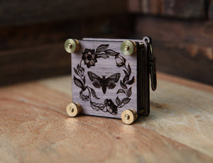 Walnut & Brass Moth-Engraved Flower Press Kit with Inserts