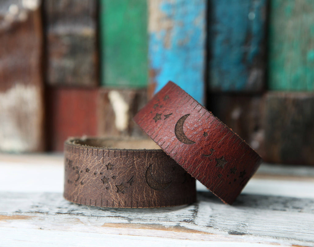 Leather Ruler Cuff with Bronze Stud