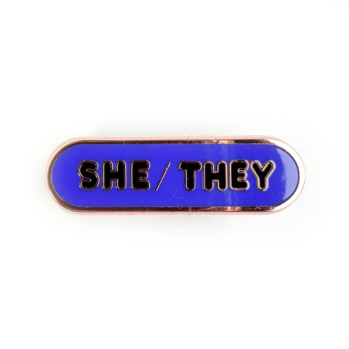 She/They Pronoun Plaque Enamel Pin