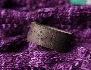 Leather Ruler Cuff with Bronze Stud