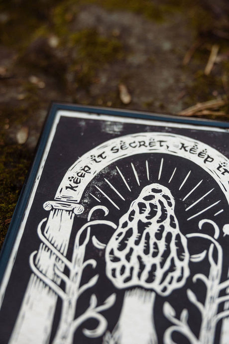 Morel Linocut Print (Keep it Secret!)
