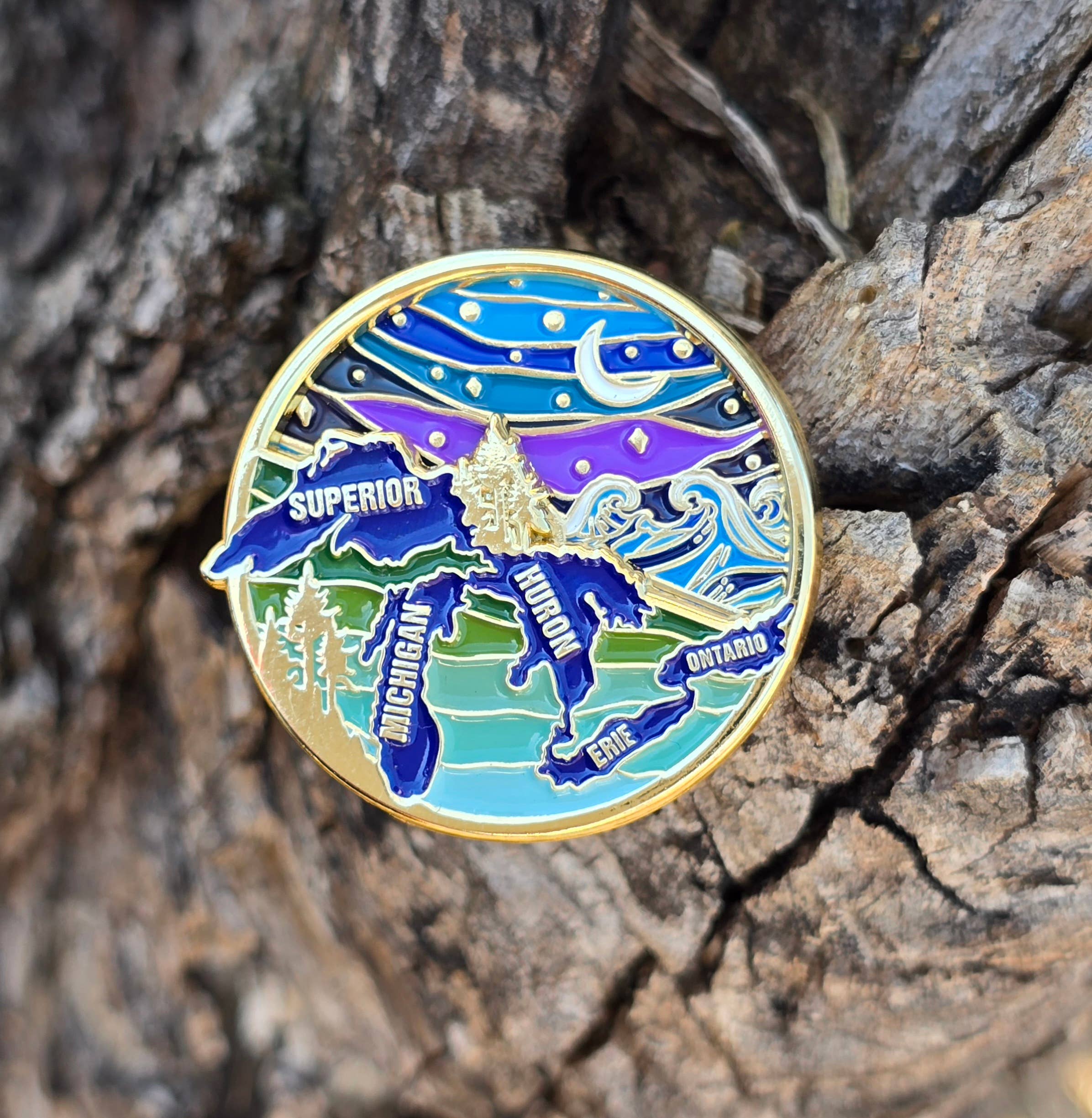 Great Lakes Spinning Enamel Pin