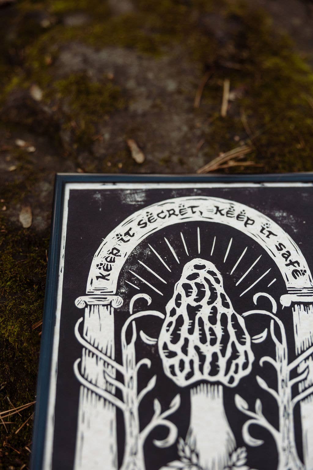Morel Linocut Print (Keep it Secret!)