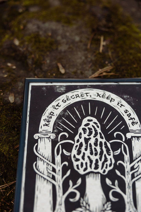 Morel Linocut Print (Keep it Secret!)