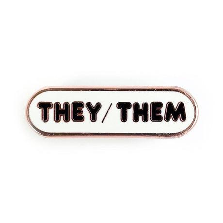 They/Them Pronoun Plaque Enamel Pin