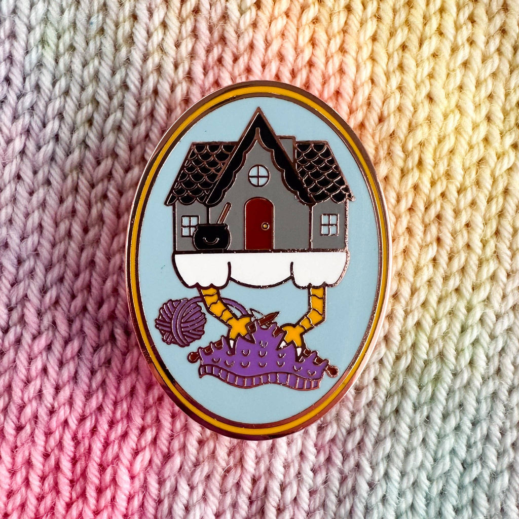 Baba Yaga Knitting Enamel Pin