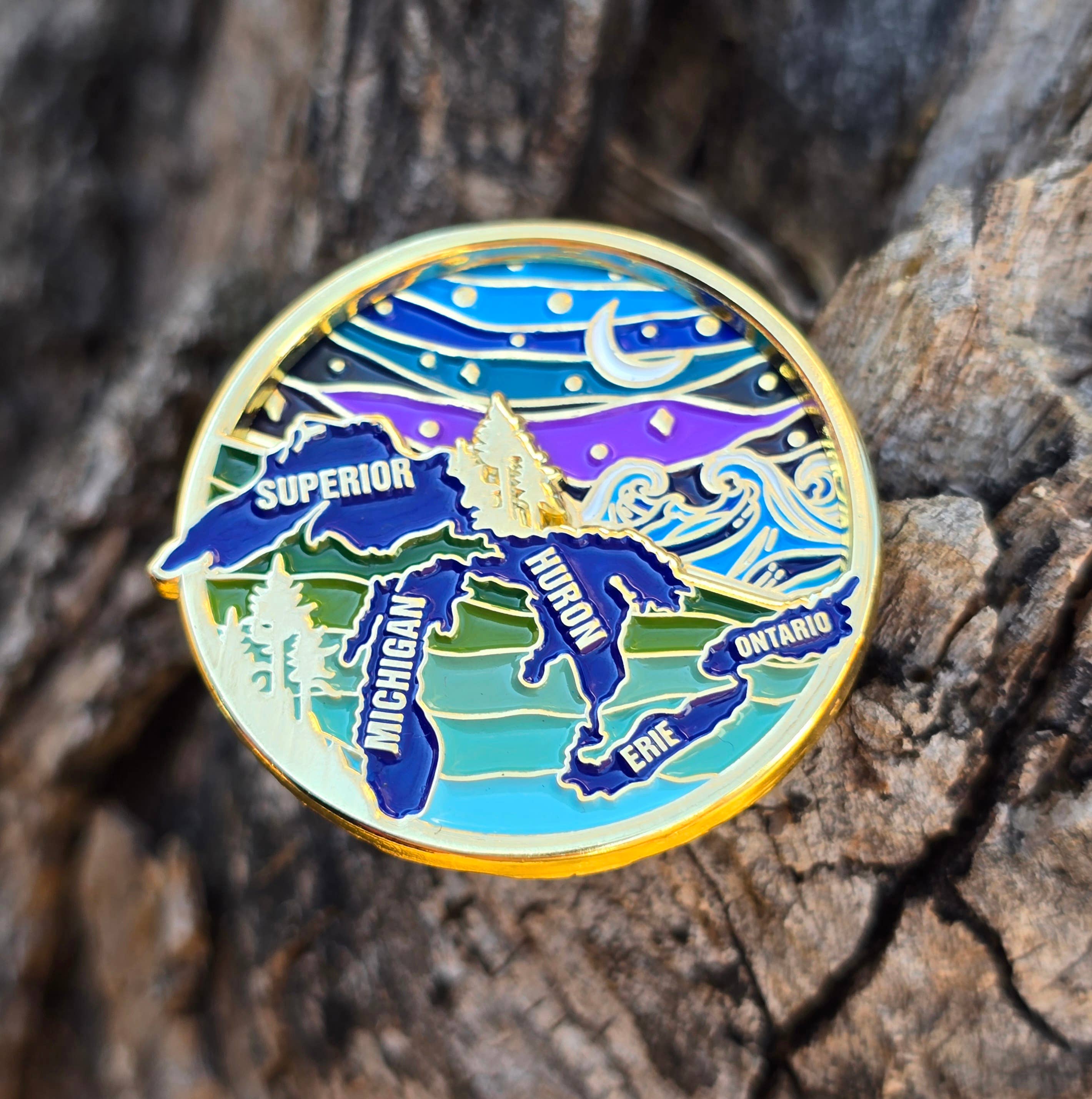 Great Lakes Spinning Enamel Pin