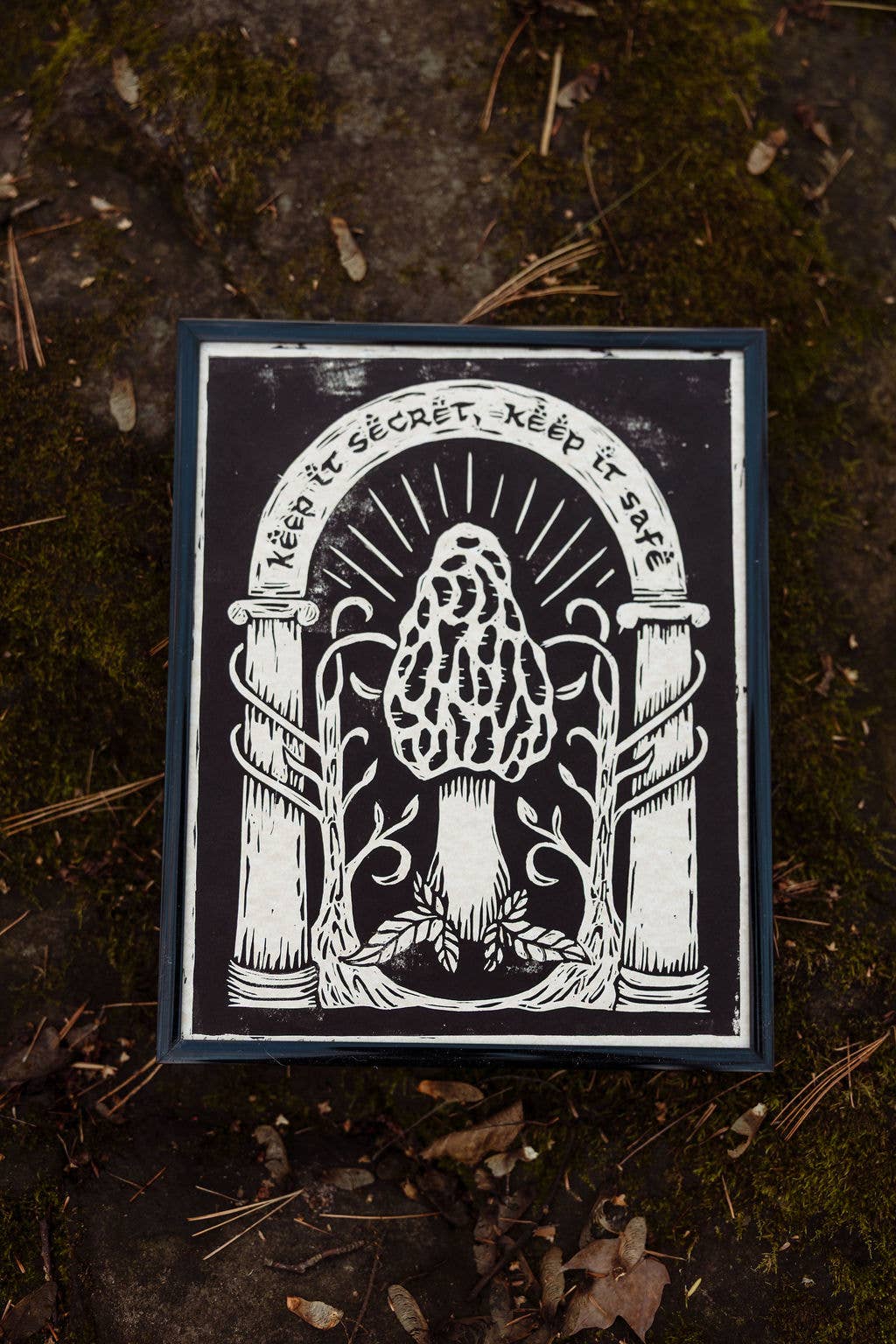 Morel Linocut Print (Keep it Secret!)