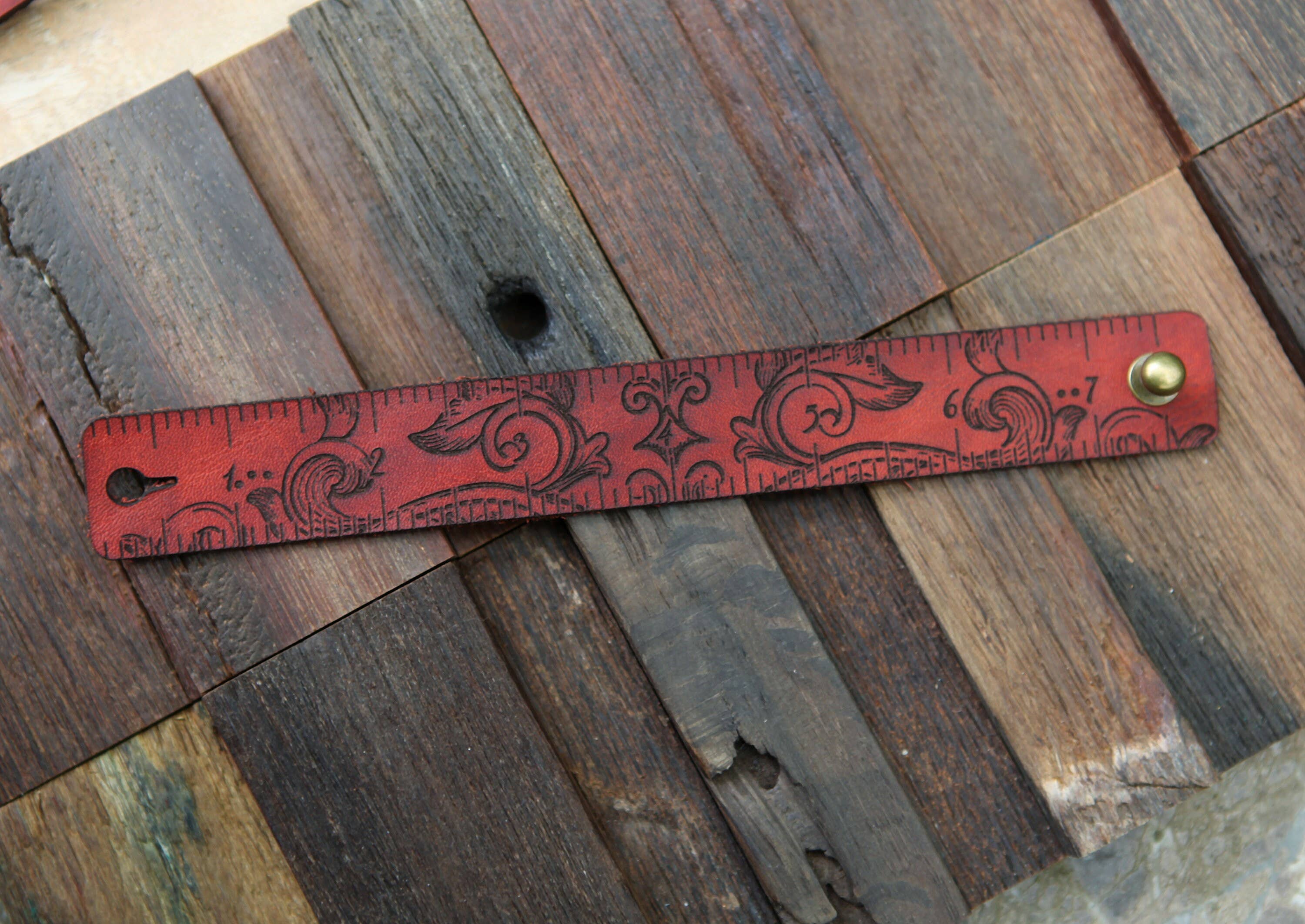 Leather Ruler Cuff with Bronze Stud