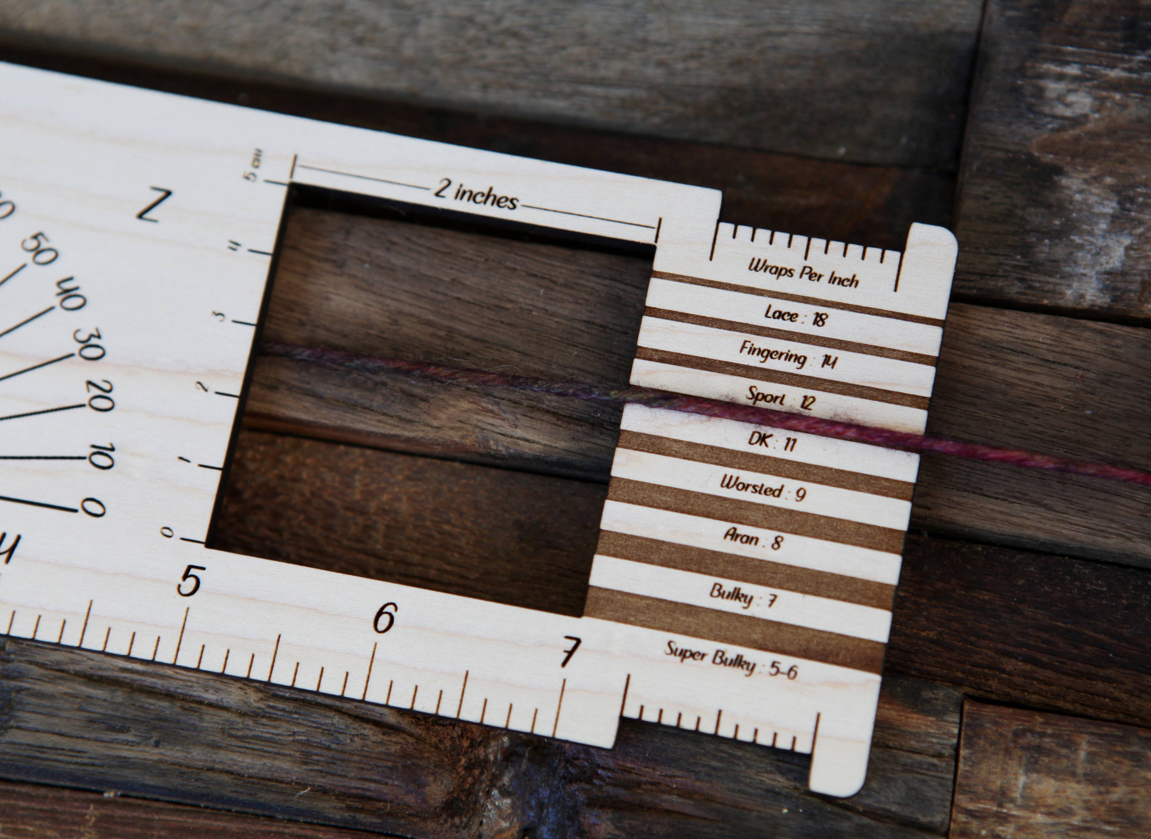 Magic 2" Gauge Swatch Ruler, Needle, Twist Angle, Yarn Gauge