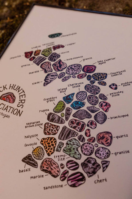 Rock Hunters of Michigan Watercolor Print