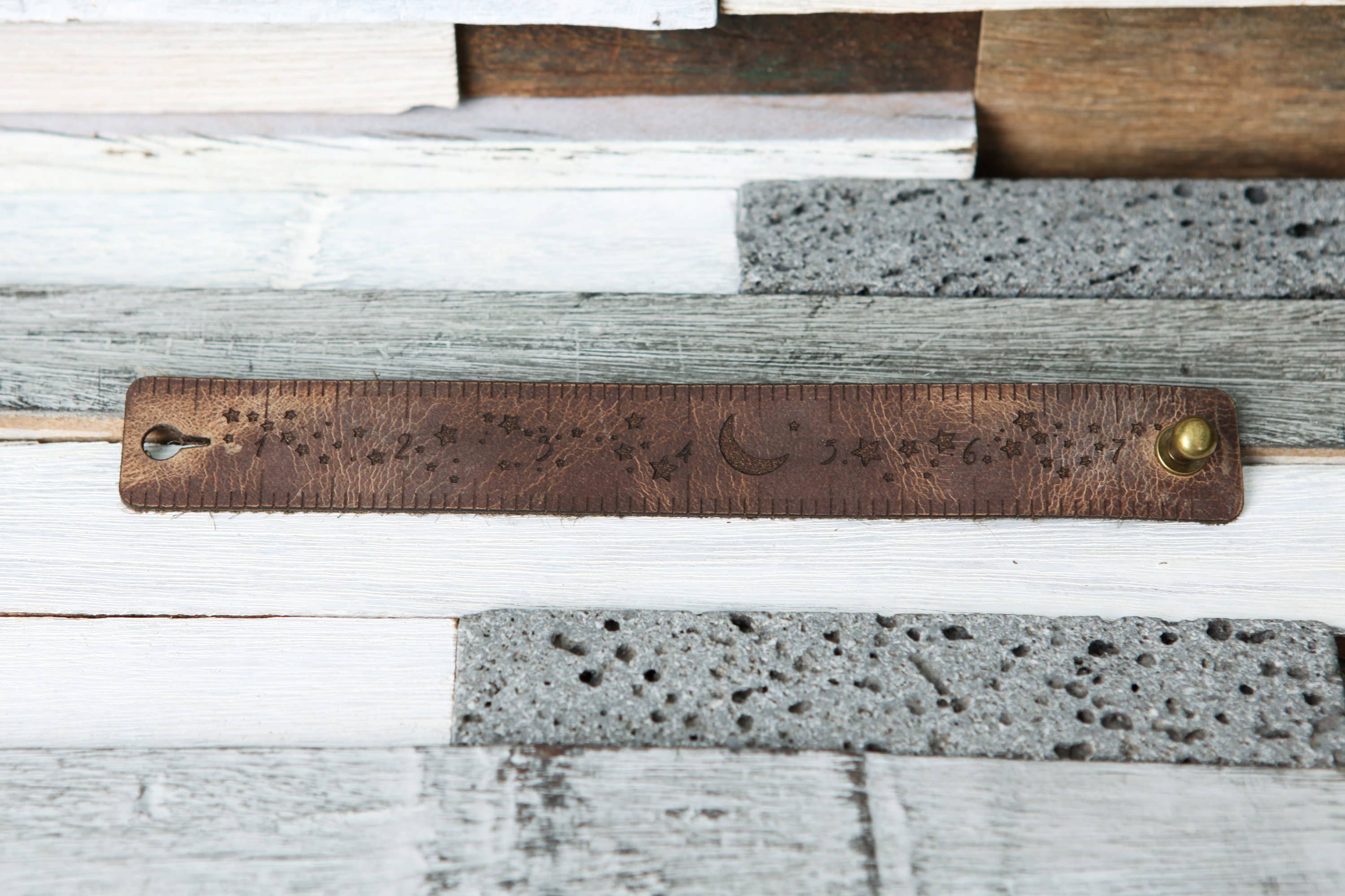 Leather Ruler Cuff with Bronze Stud