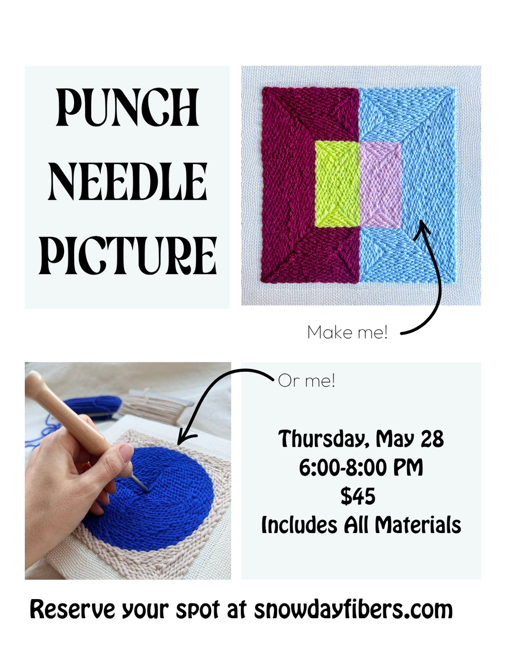 Punch Needle Picture Workshop 5/28