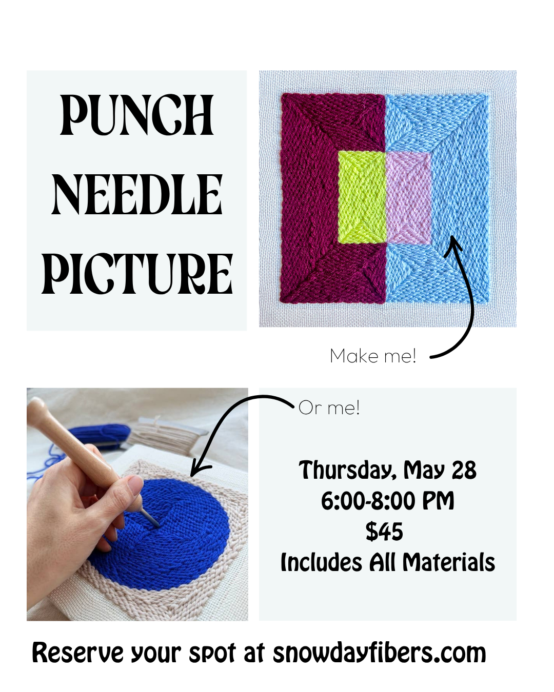 Punch Needle Picture Workshop 5/28