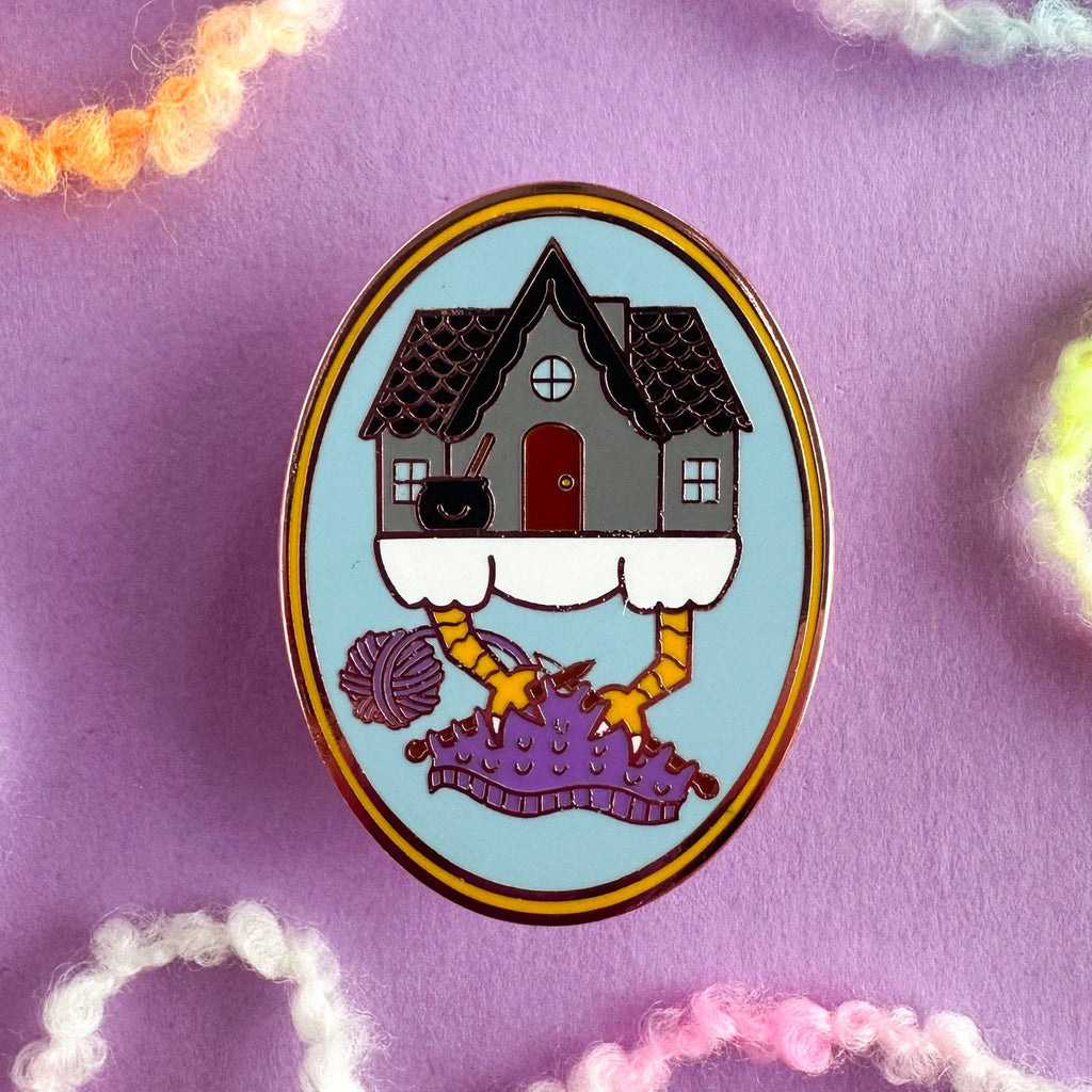 Baba Yaga Knitting Enamel Pin