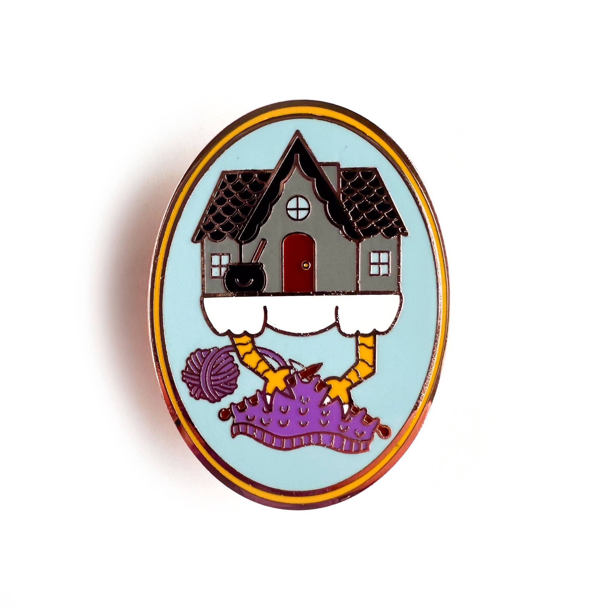 Baba Yaga Knitting Enamel Pin