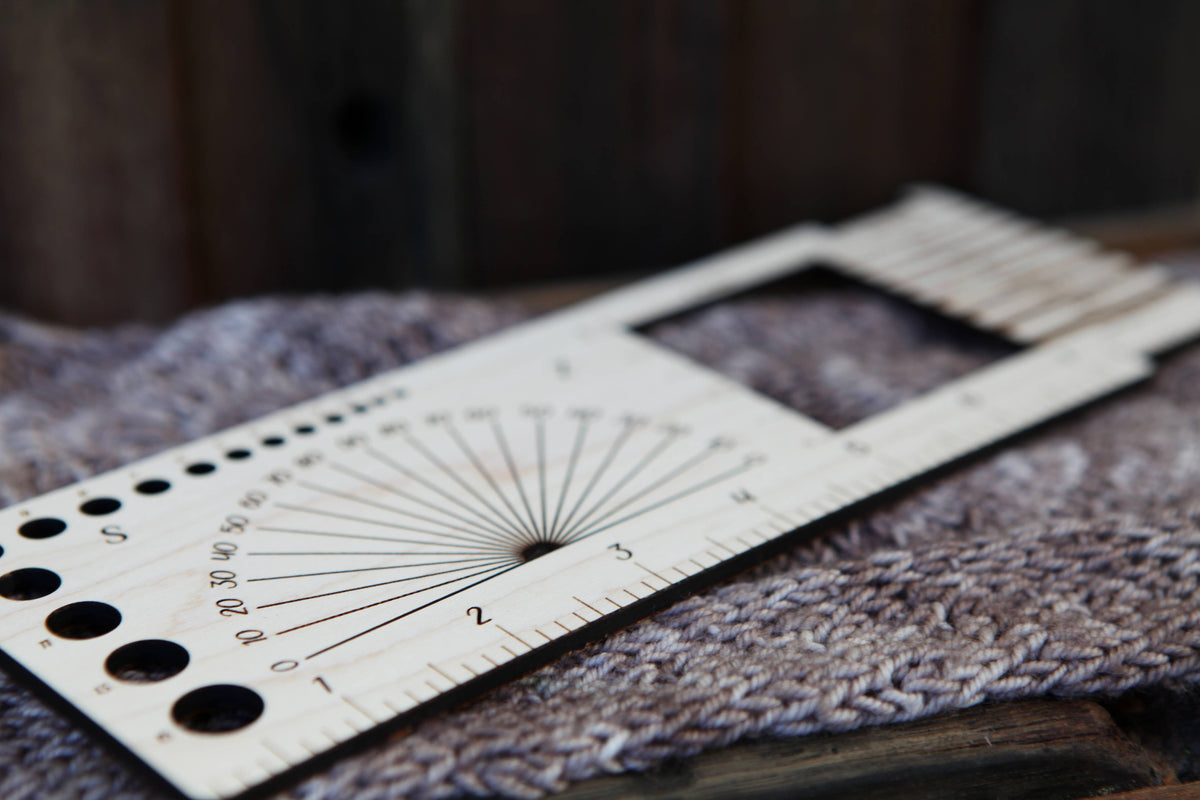 Magic 2" Gauge Swatch Ruler, Needle, Twist Angle, Yarn Gauge