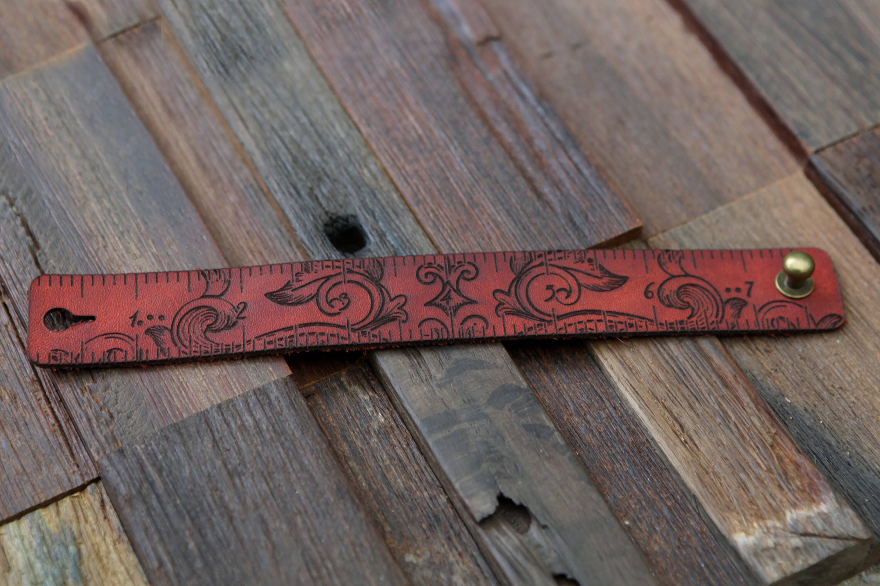 Leather Ruler Cuff with Bronze Stud