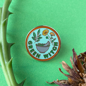 Green Witch Enamel Pin