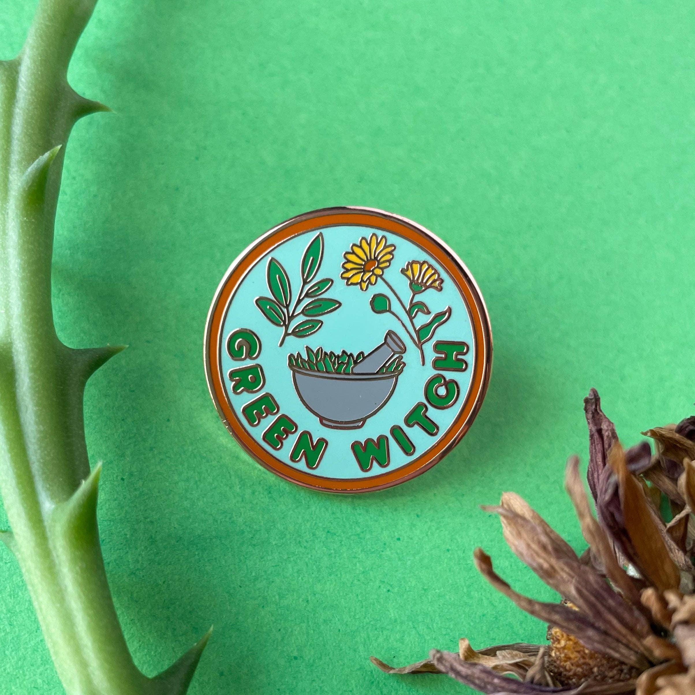 Green Witch Enamel Pin