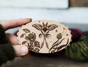 Luna Moth Cherry Wood Knitting Row Counter