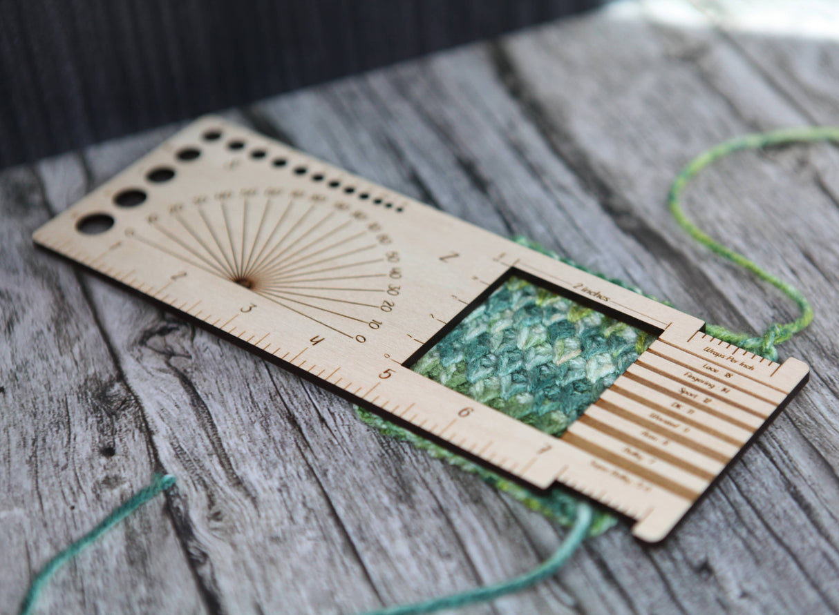 Magic 2" Gauge Swatch Ruler, Needle, Twist Angle, Yarn Gauge