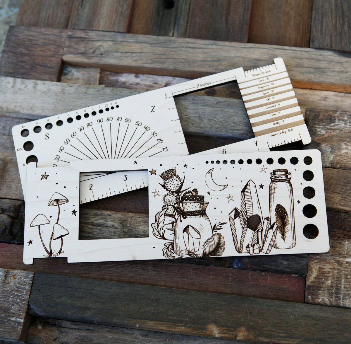 Magic 2" Gauge Swatch Ruler, Needle, Twist Angle, Yarn Gauge