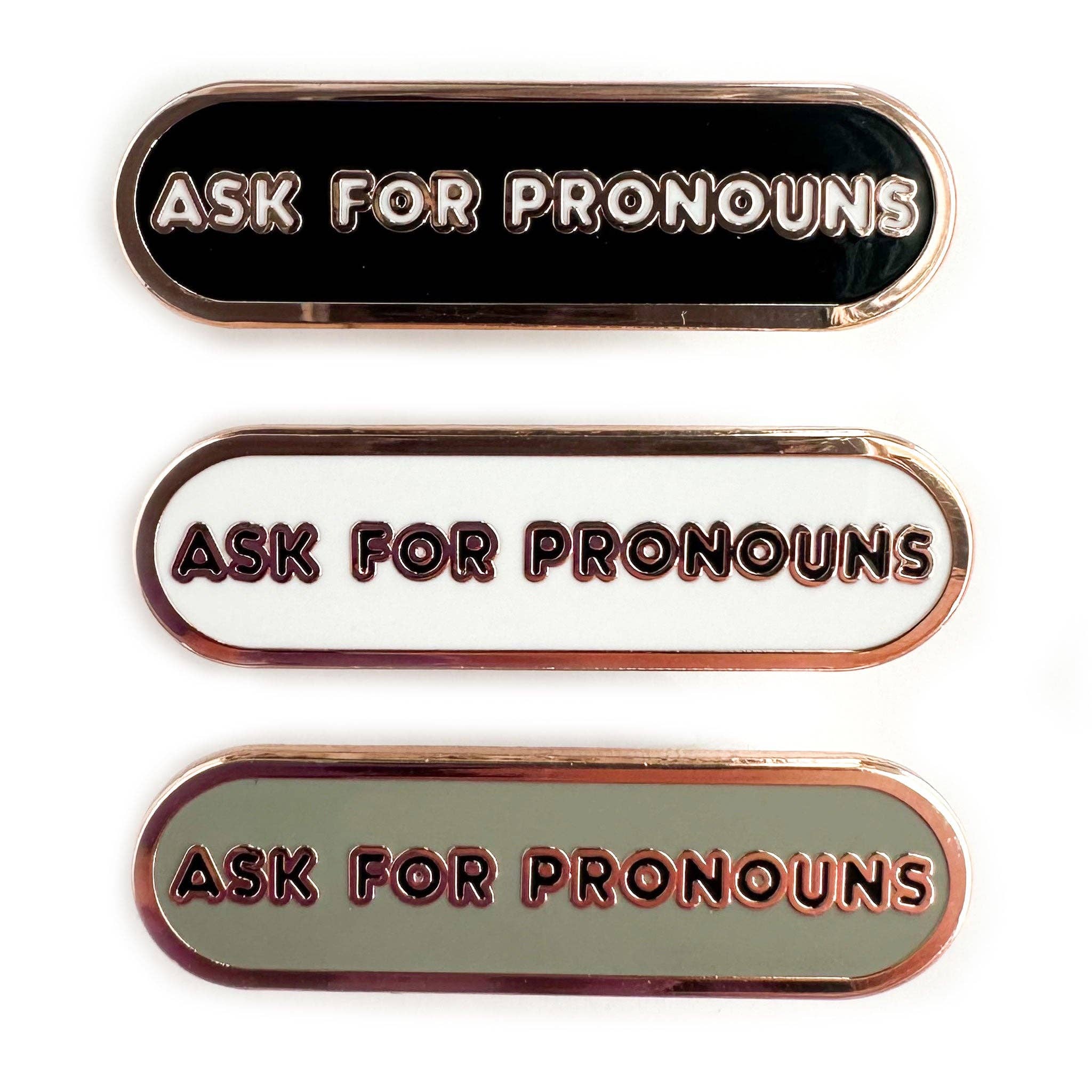 Ask for Pronouns Plaque Enamel Pin