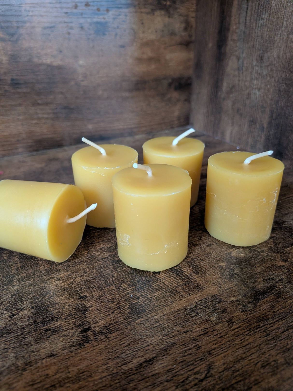 Handmade Raw Beeswax Votive Candles